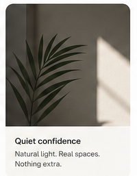 Quiet natural-light workspace artwork